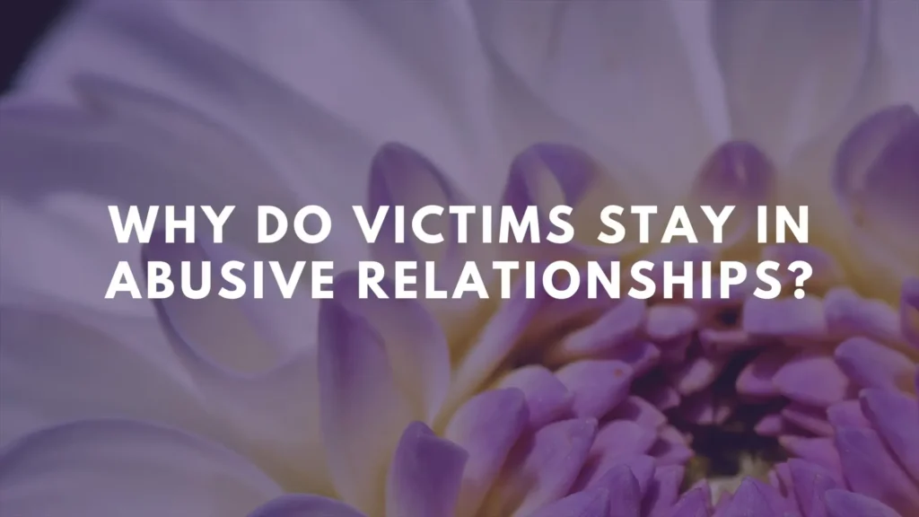 Slide titled “Why Do Victims Stay in Abusive Relationships?” from C4DP’s Your Voice, My Voice series explaining barriers survivors face when leaving.