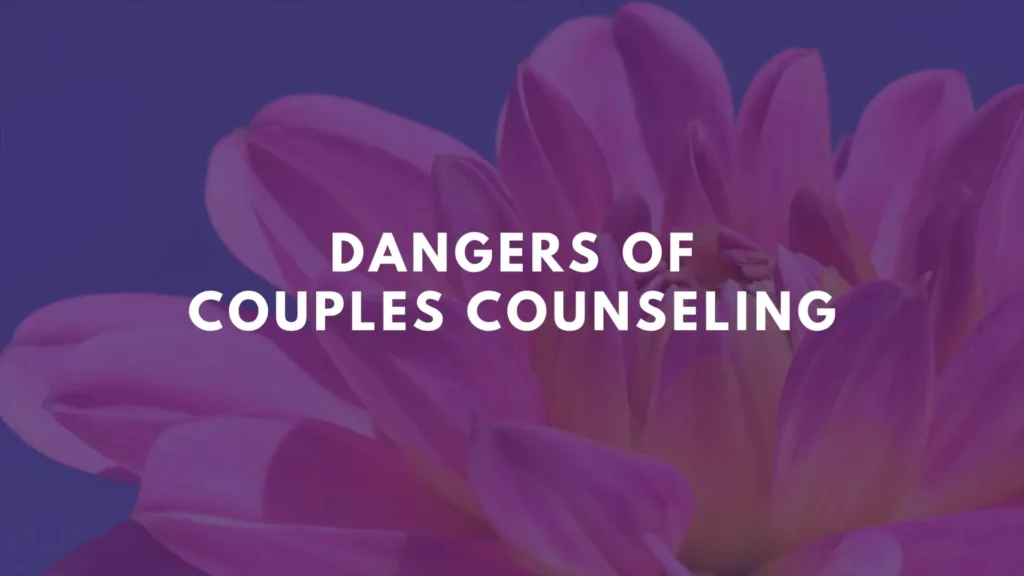 Slide titled “Dangers of Couples Counseling,” part of C4DP’s Your Voice, My Voice series outlining risks of couples therapy in abusive relationships.